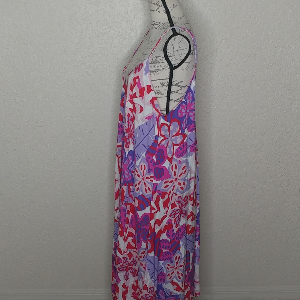 Caribbean Joe Multicolored Floral Handkerchief Hem Dress Size XL - Picture 2 of 9